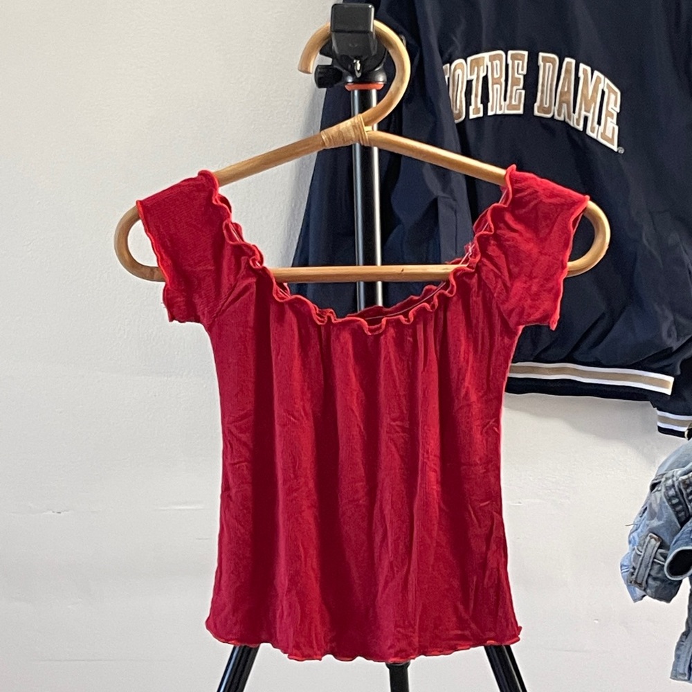Brandy Melville off the shoulder red top.